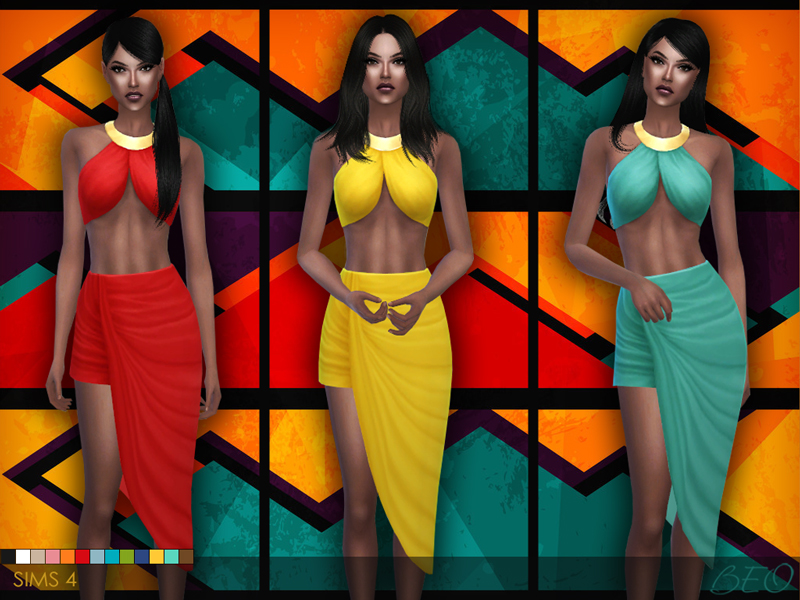 Draped skirt and top for The Sims 4 (2)